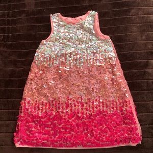 H&M Girls Pink & Silver Sequin Dress. Lined. US Sz 7-8Y. EUC.